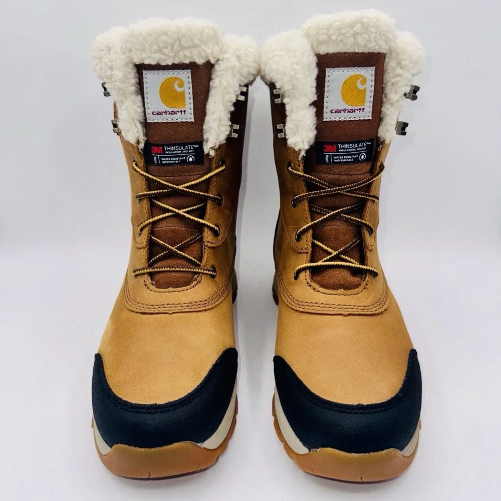 Carhartt Pellston Boots Women's Size 8.5 Gold Waterproof Leather‎ Shearling